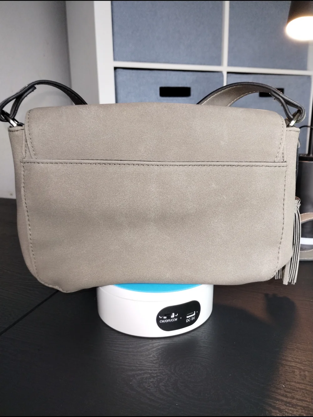 Classic Gray Crossbody Bag with Tassel Accent